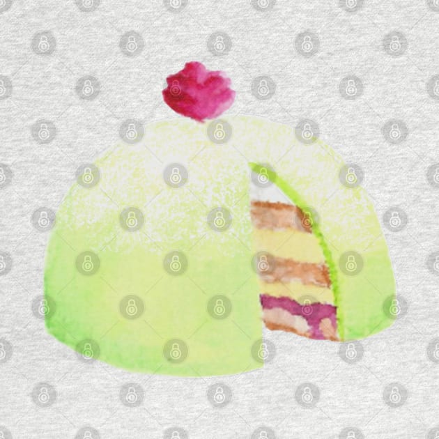 Swedish Princess Cake watercolor design by toffany's